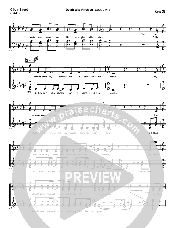 Death Was Arrested Choir Sheet (SATB) (Laura Story)