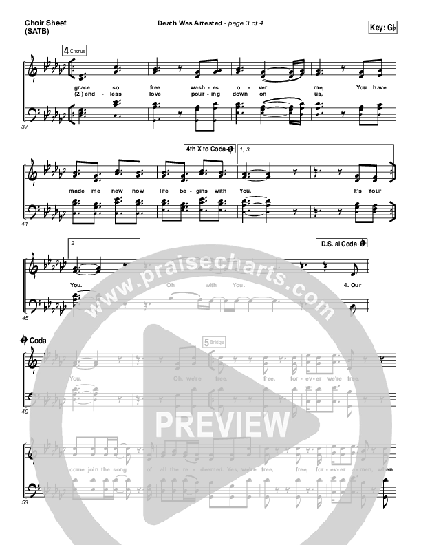 Death Was Arrested Choir Sheet (SATB) (Laura Story)