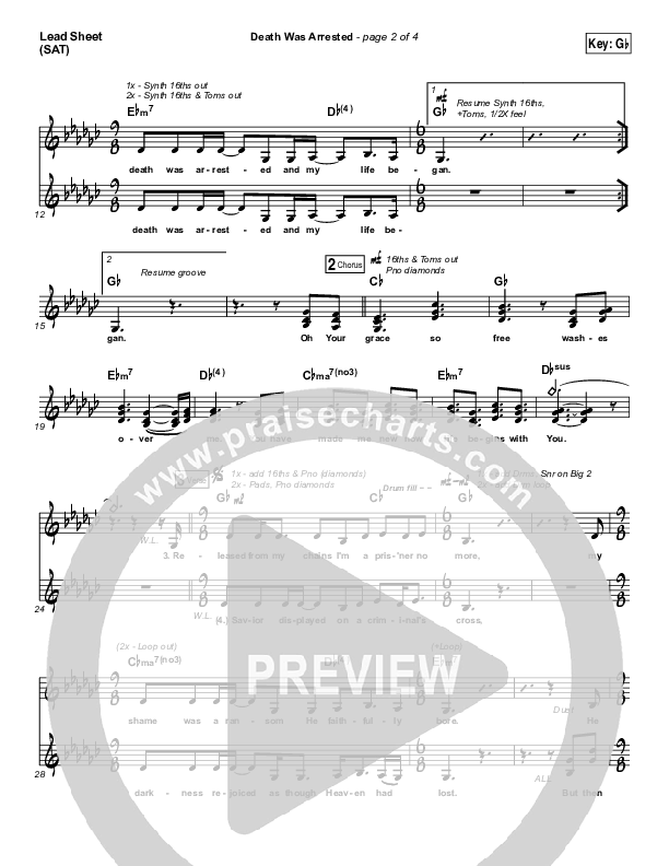 Death Was Arrested Lead Sheet (SAT) (Laura Story)