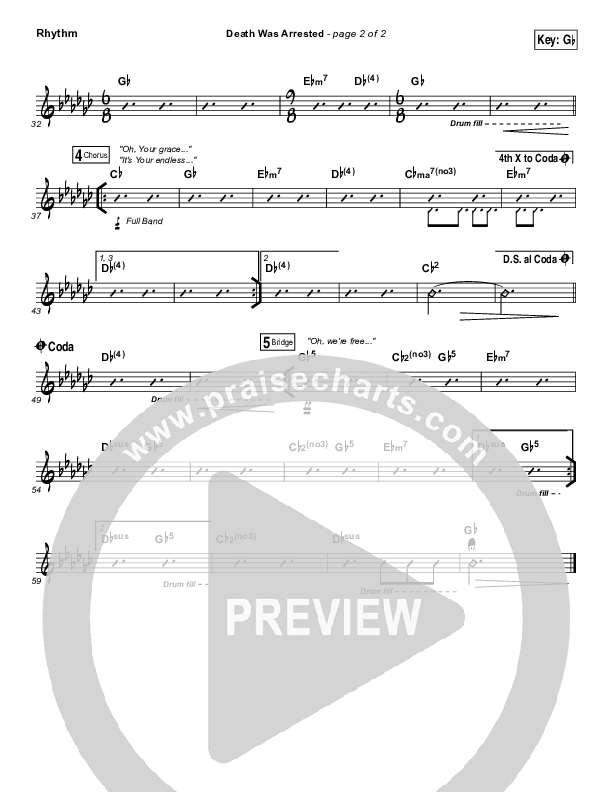 Death Was Arrested Rhythm Chart (Laura Story)