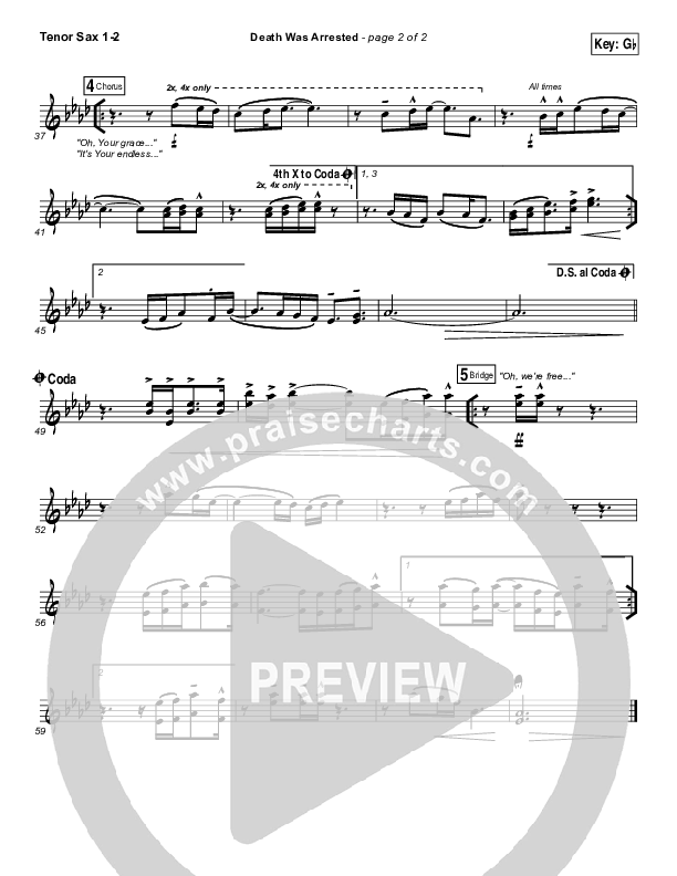 Death Was Arrested Tenor Sax 1/2 (Laura Story)