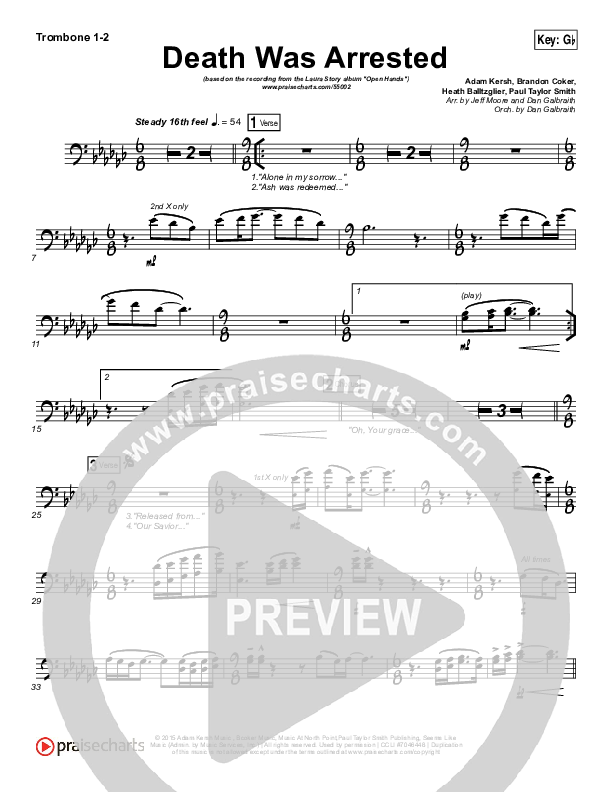 Death Was Arrested Trombone 1/2 (Laura Story)