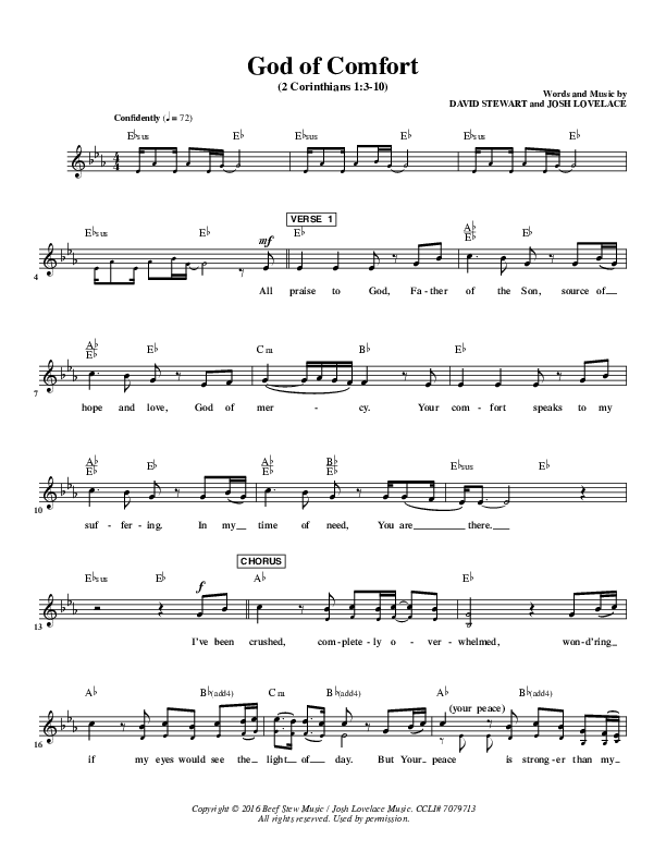 God Of Comfort Lead Sheet (CH Worship)