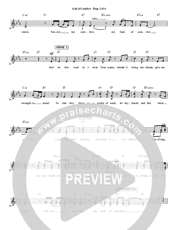 God Of Comfort Lead Sheet (CH Worship)