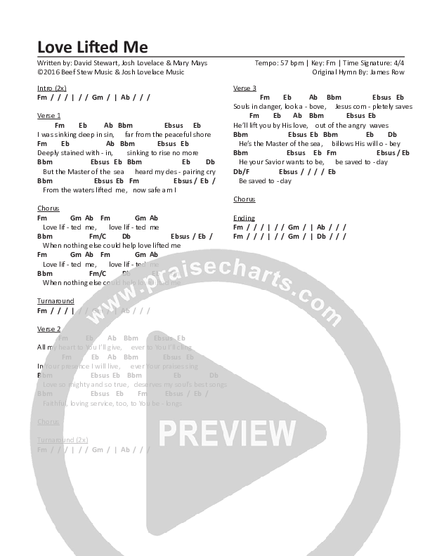Love Lifted Me Chords & Lyrics (CH Worship)