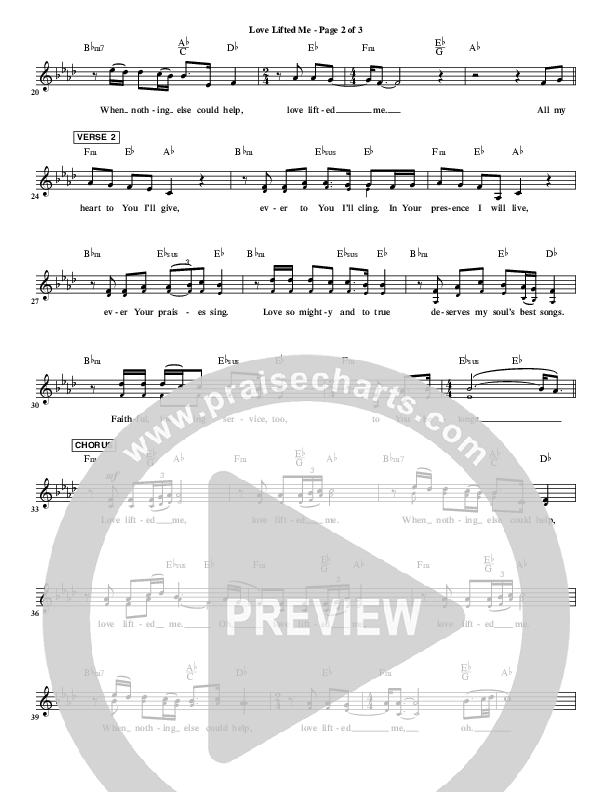 Love Lifted Me Lead Sheet (CH Worship)