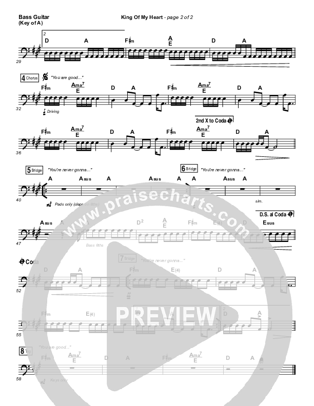 King Of My Heart Bass Guitar (Bethel Music)