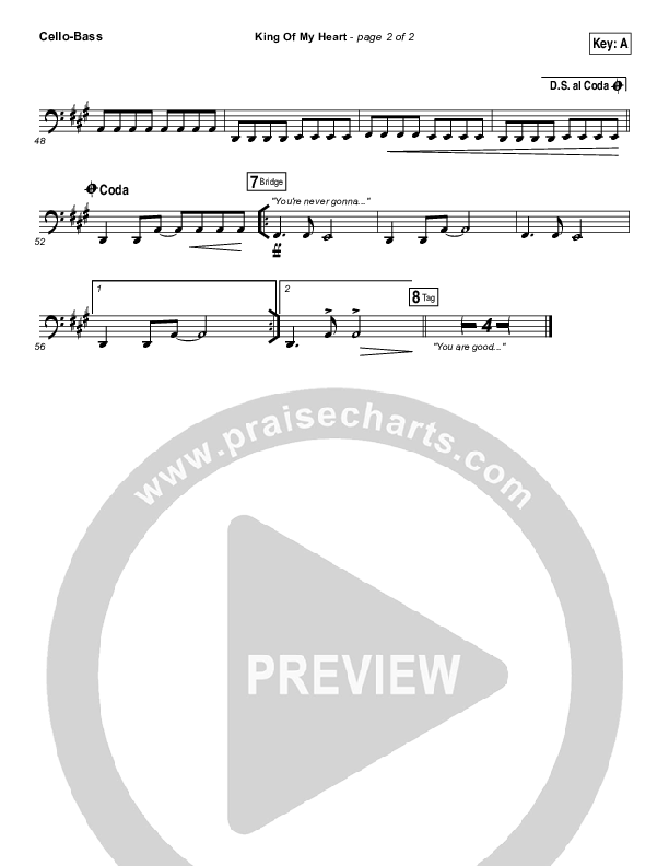 King Of My Heart Cello/Bass (Bethel Music)