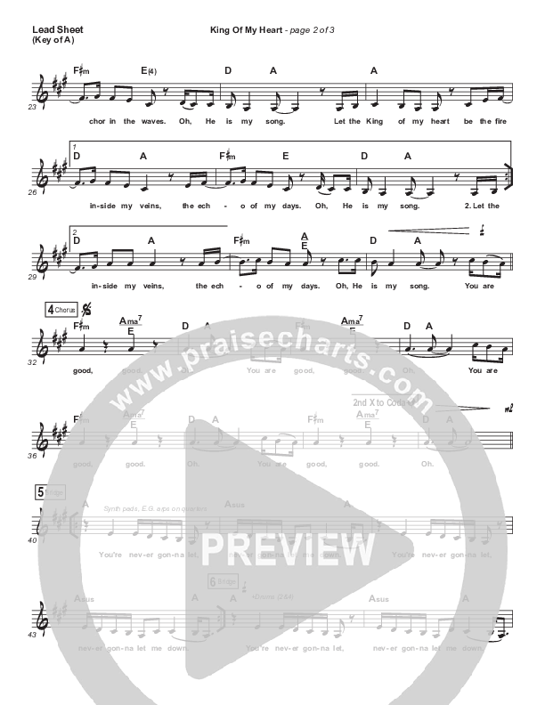 King Of My Heart Lead Sheet (Melody) (Bethel Music)