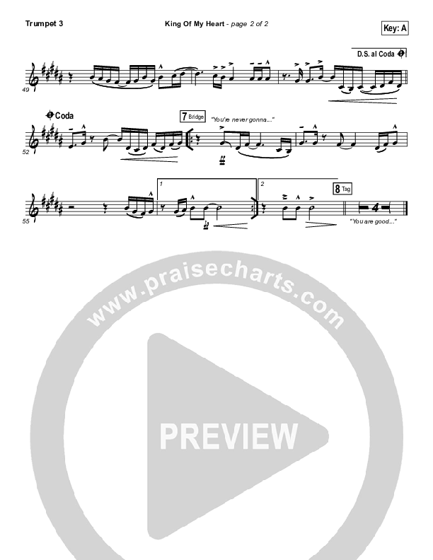 King Of My Heart Trumpet 3 (Bethel Music)