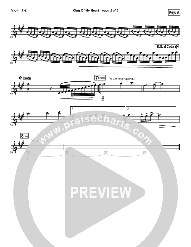 King Of My Heart Violin 1/2 (Bethel Music)
