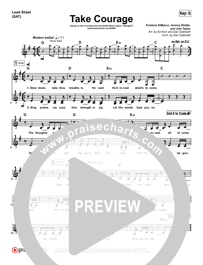Take Courage Sheet Music PDF (Bethel Music) PraiseCharts