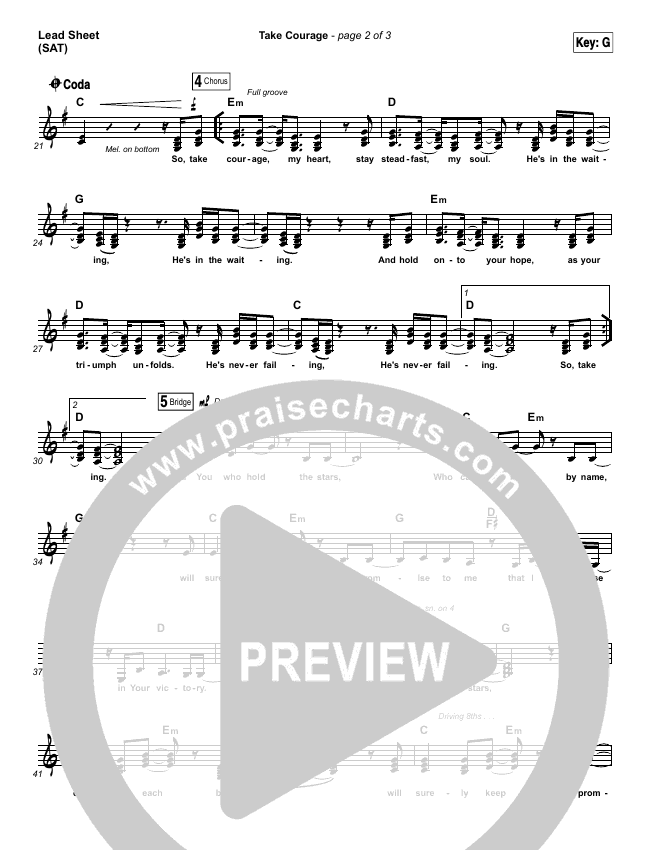 Take Courage Sheet Music PDF (Bethel Music) PraiseCharts