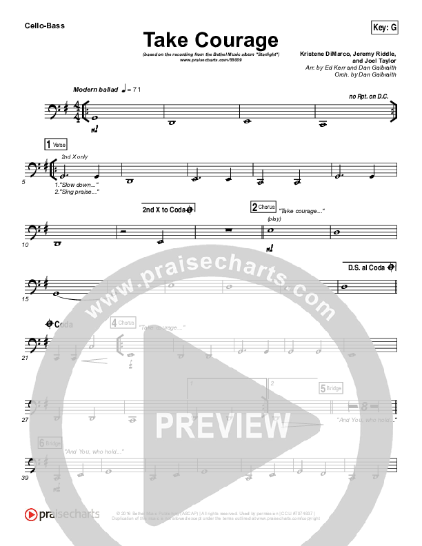 Take Courage Cello/Bass (Bethel Music)