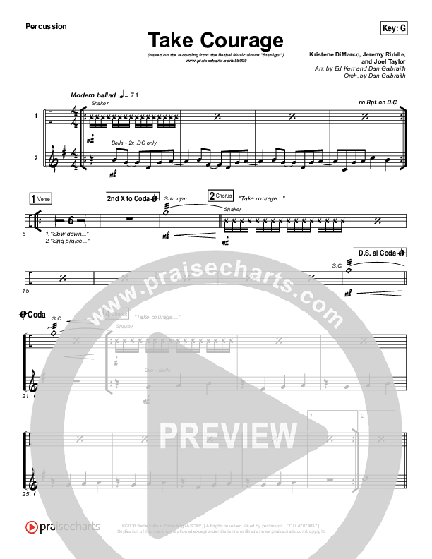 Take Courage Percussion (Bethel Music)