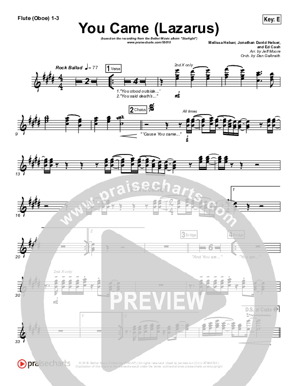 You Came (Lazarus) Wind Pack (Bethel Music / Melissa Helser)