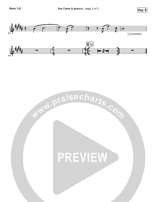 You Came (Lazarus) French Horn 1/2 (Bethel Music / Melissa Helser)