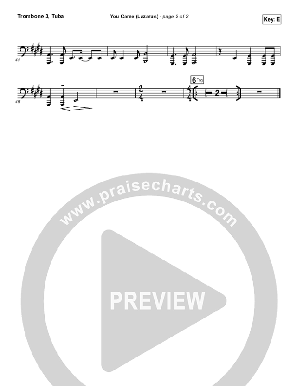 You Came (Lazarus) Trombone 3/Tuba (Bethel Music / Melissa Helser)