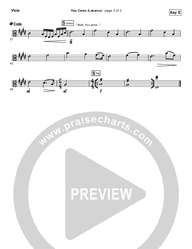 You Came (Lazarus) Viola (Bethel Music / Melissa Helser)