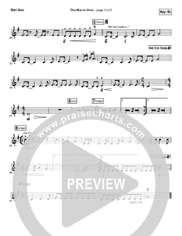 The War Is Over Bari Sax (Bethel Music)