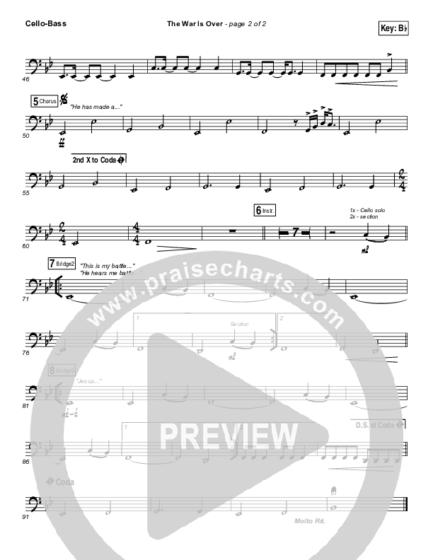 The War Is Over Cello/Bass (Bethel Music)