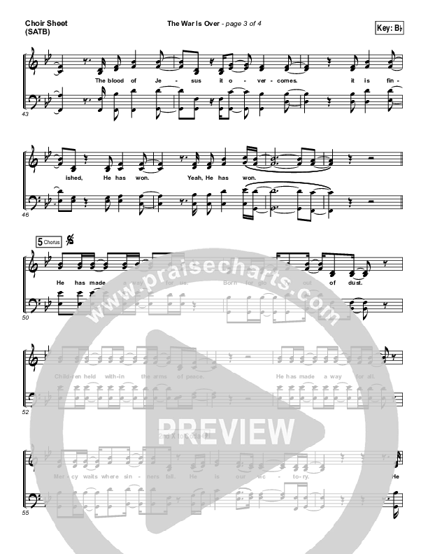 The War Is Over Choir Vocals (SATB) (Bethel Music)