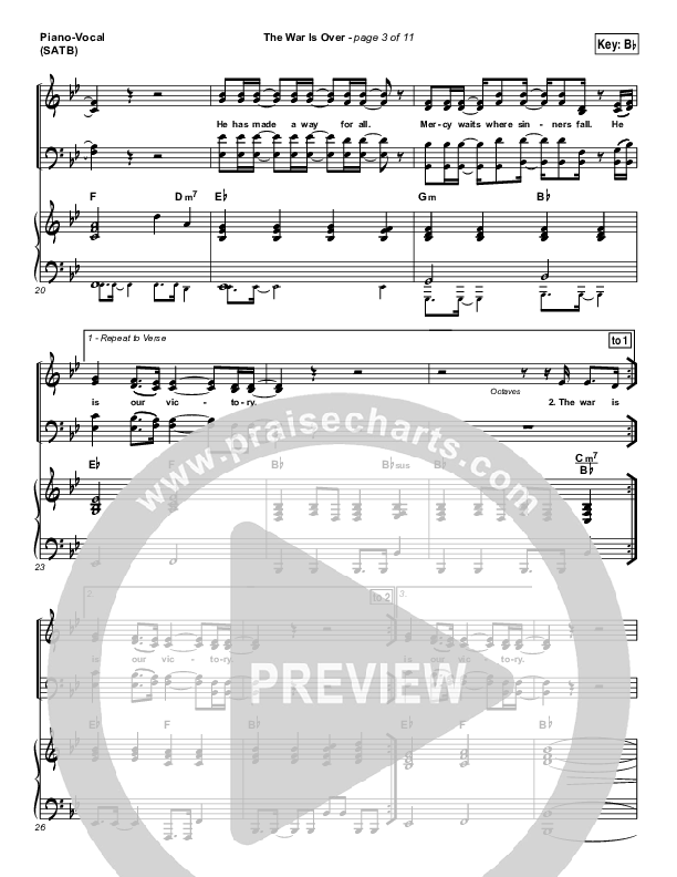 The War Is Over Piano/Vocal (SATB) (Bethel Music)