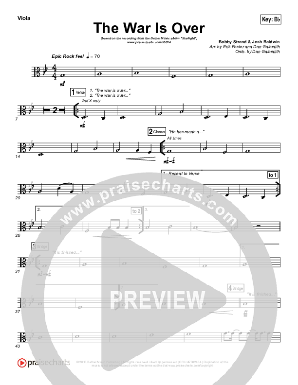 The War Is Over Viola (Bethel Music)