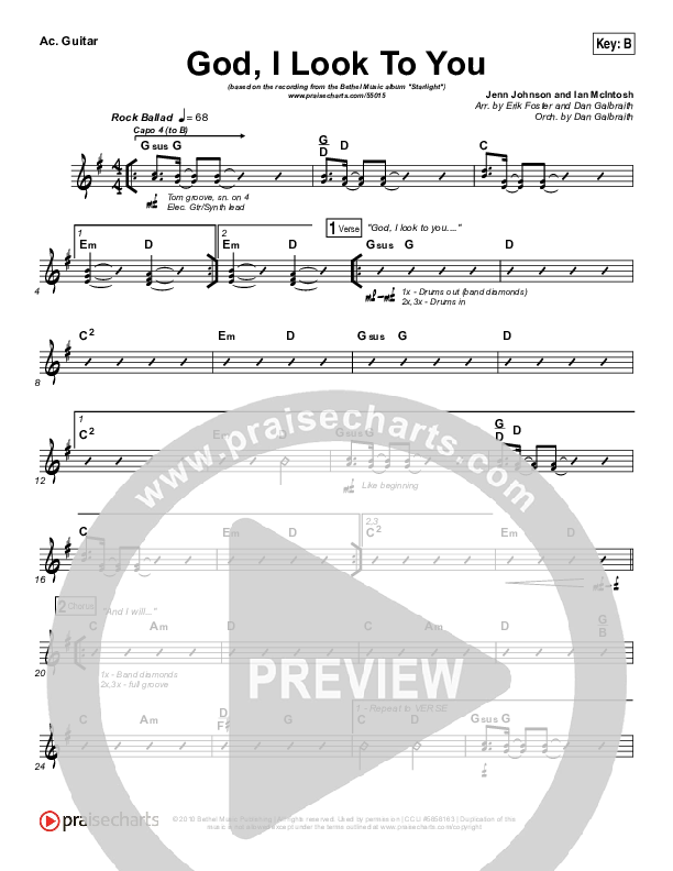 God I Look To You Acoustic Guitar (Bethel Music / Francesca Battistelli)