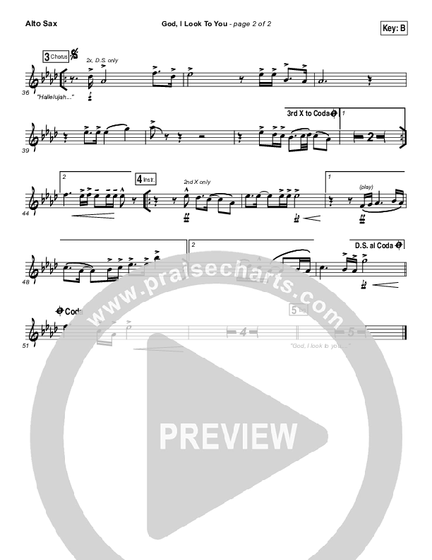 God I Look To You Alto Sax (Bethel Music / Francesca Battistelli)