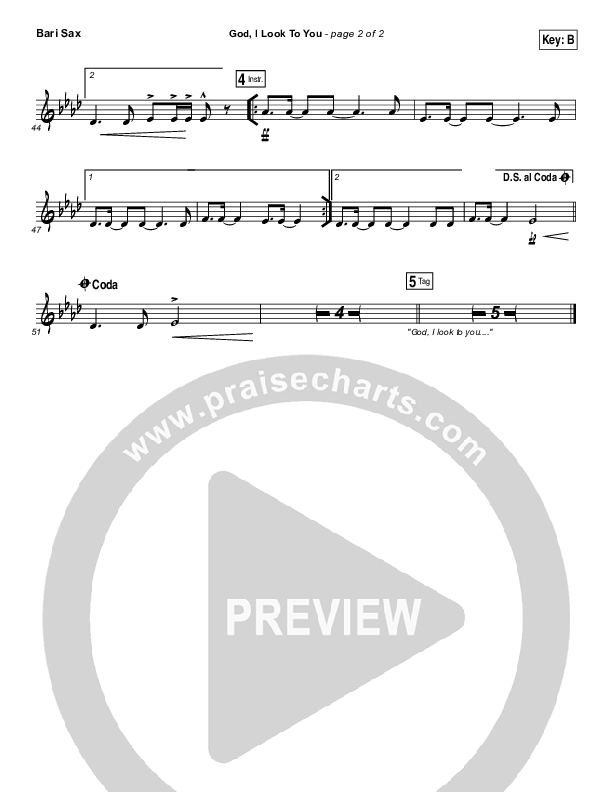 God I Look To You Bari Sax (Bethel Music / Francesca Battistelli)