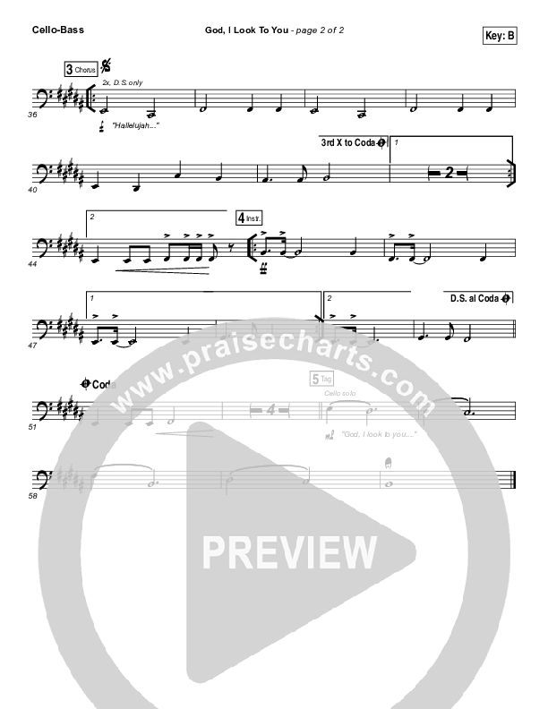 God I Look To You Cello/Bass (Bethel Music / Francesca Battistelli)