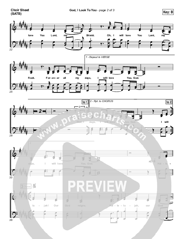 God I Look To You Choir Sheet (SATB) (Bethel Music / Francesca Battistelli)