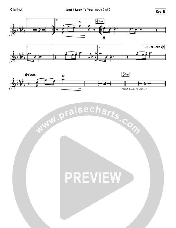 God I Look To You Clarinet (Bethel Music / Francesca Battistelli)