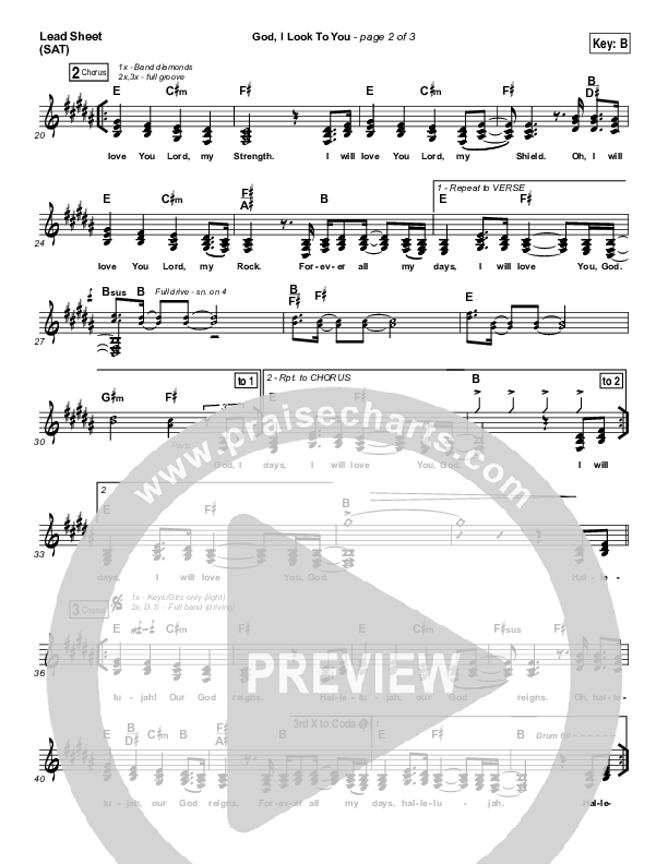 God I Look To You Lead Sheet (SAT) (Bethel Music / Francesca Battistelli)