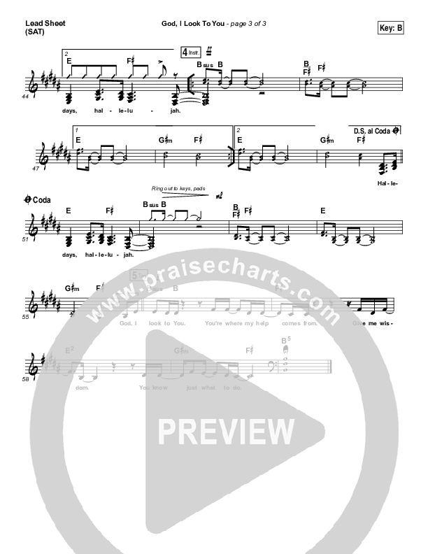 God I Look To You Lead Sheet (SAT) (Bethel Music / Francesca Battistelli)