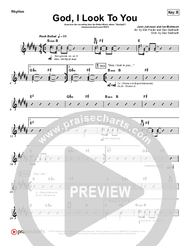 God I Look To You Rhythm Chart (Bethel Music / Francesca Battistelli)