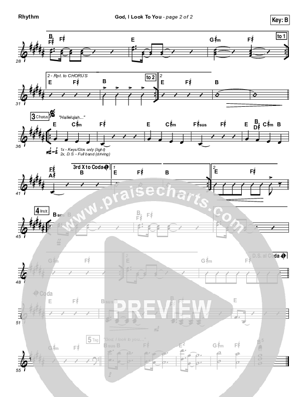 God I Look To You Rhythm Chart (Bethel Music / Francesca Battistelli)