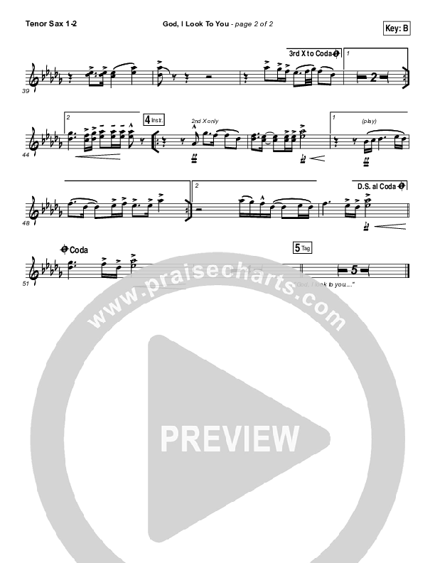 God I Look To You Tenor Sax 1/2 (Bethel Music / Francesca Battistelli)