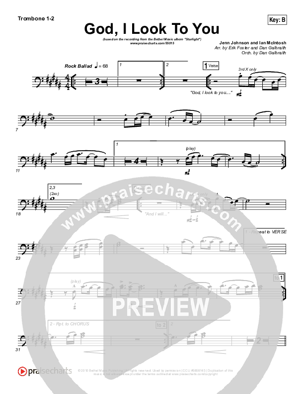 God I Look To You Trombone 1/2 (Bethel Music / Francesca Battistelli)