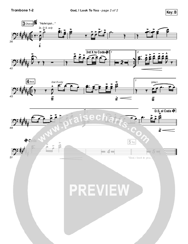 God I Look To You Trombone 1/2 (Bethel Music / Francesca Battistelli)