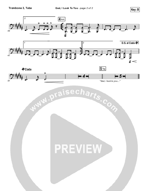 God I Look To You Trombone 3/Tuba (Bethel Music / Francesca Battistelli)