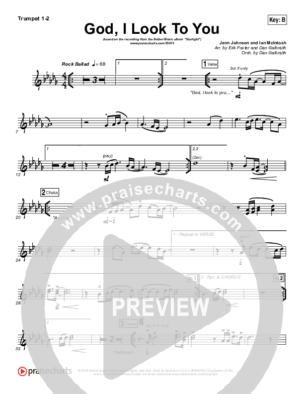 God I Look To You Trumpet 1,2 (Bethel Music / Francesca Battistelli)