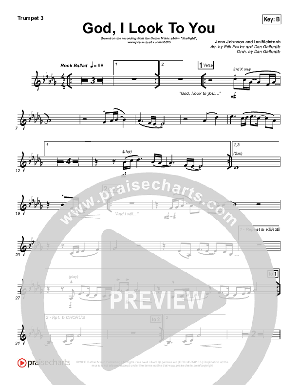 God I Look To You Trumpet 3 (Bethel Music / Francesca Battistelli)