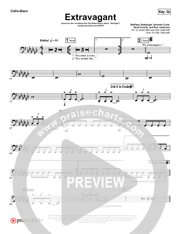 Extravagant Cello/Bass (Bethel Music)