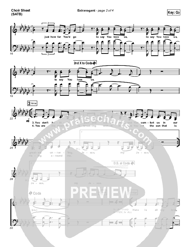 Extravagant Choir Sheet (SATB) (Bethel Music)
