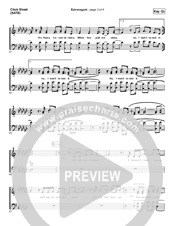 Extravagant Choir Sheet (SATB) (Bethel Music)