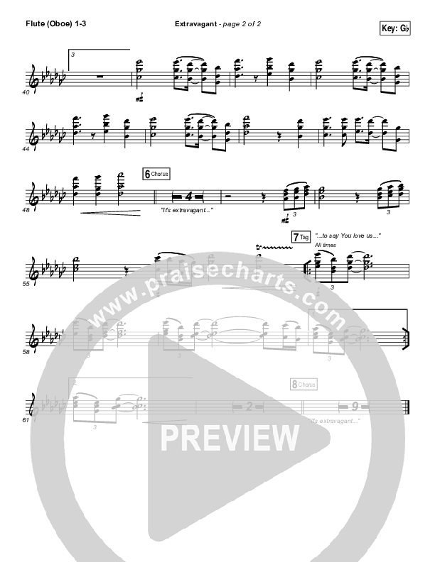 Extravagant Flute/Oboe 1/2/3 (Bethel Music)