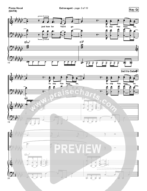 Extravagant Piano/Vocal (SATB) (Bethel Music)