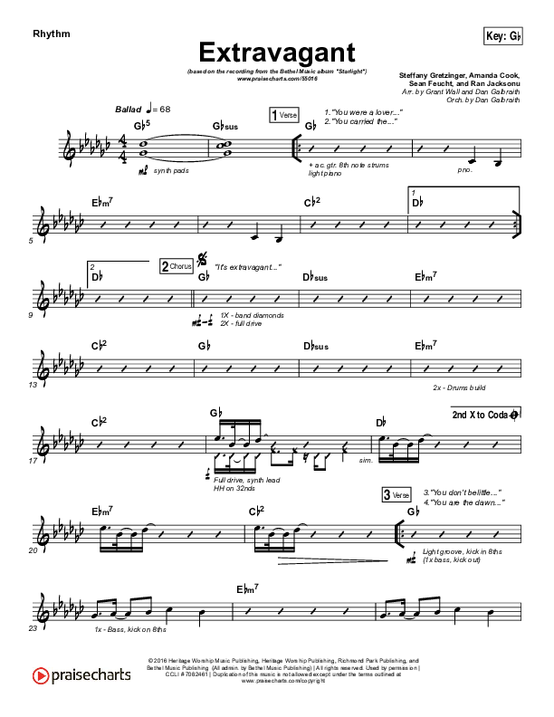 Extravagant Rhythm Chart (Bethel Music)
